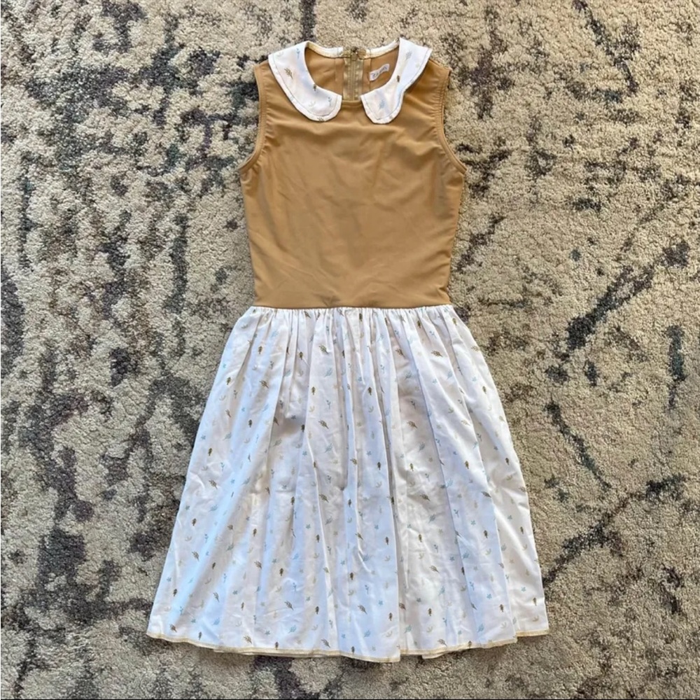 Custom Beige & White Lyrical / Contemp Dress Dance Costume
